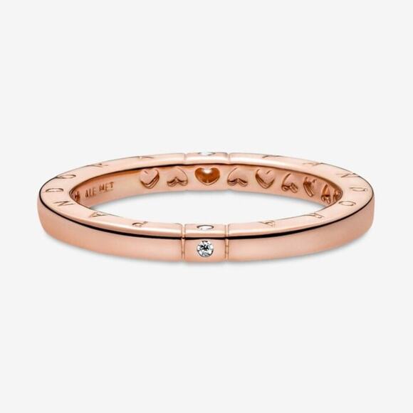 Pandora Logo & Hearts Ring Rose Gold Size 58 (8.5) - Picture 9 of 9